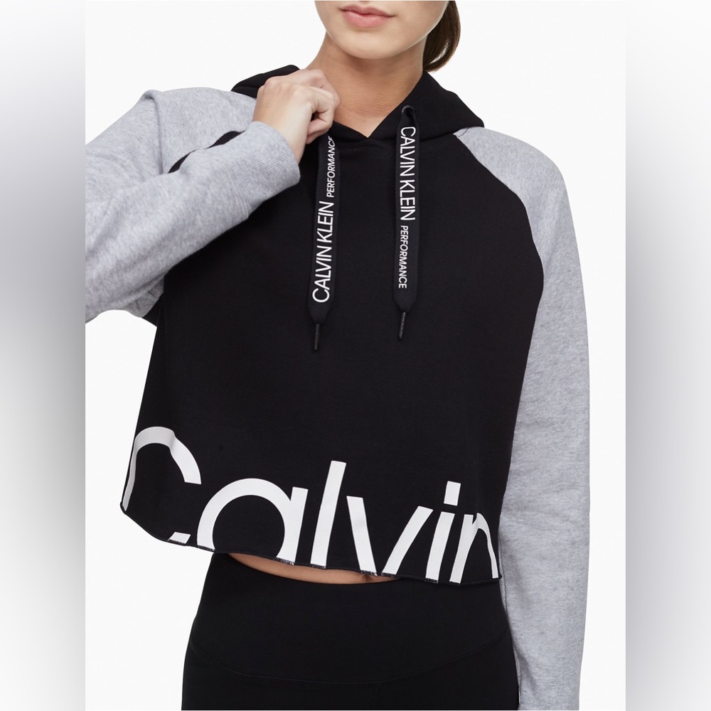 Calvin Klein Performance Logo Crop Hoodie Size Small